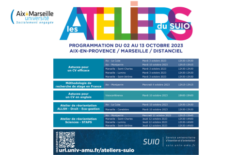 Les ateliers du SUIO du 2 au 13 octobre